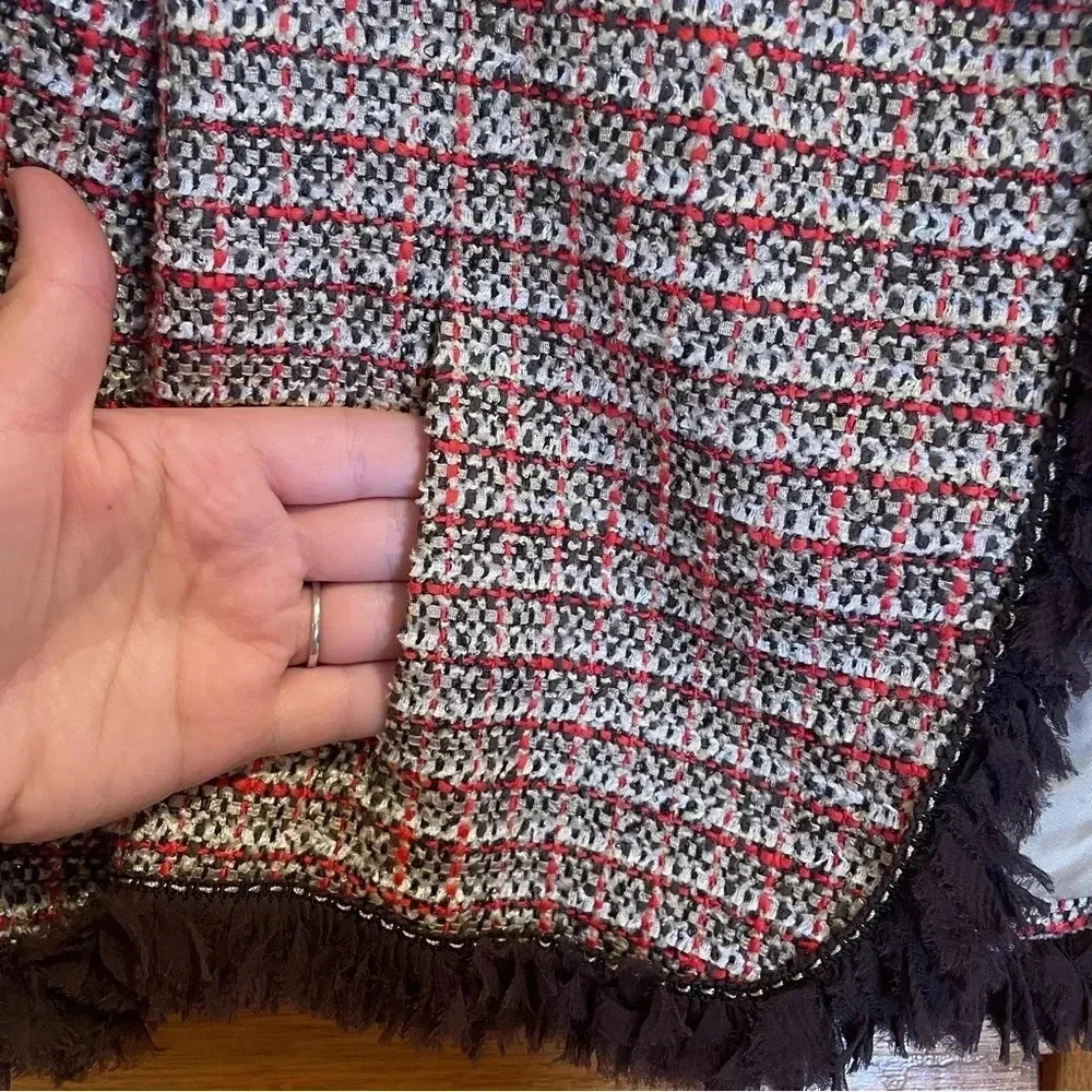 ESCADA Exclusive For Neiman Marcus Tweed Checked Jacket with Brown Trim Size 34 - Picture 8 of 11